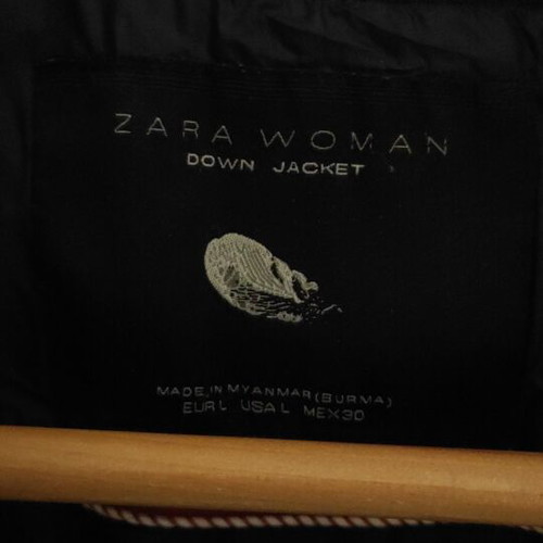 Zara puffy quilted jacket with down used, size L, dark blue
