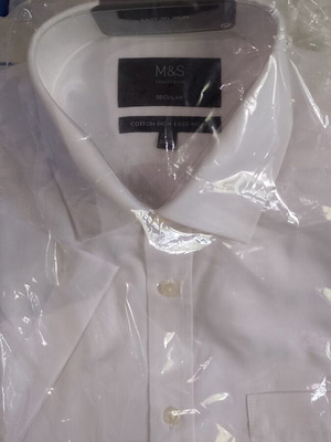 Marks & Spencer λευκά ανδρικά καλοκαιρινά πουκάμισα πακέτο 7 καινούργια, μέγεθος L