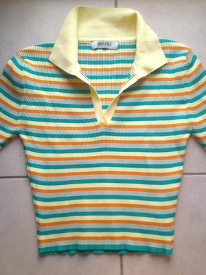 Knitted 60's style blouse new, multicolor, size S