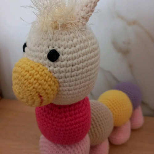 Knitted caterpillar doll new, handmade, cotton yarn
