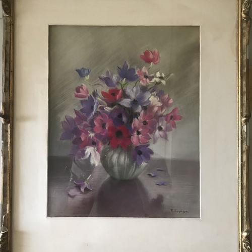 Painting by Giorgos Syrigos used, oil pastel on cardboard 45x55