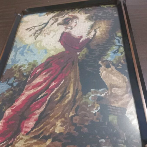 Handmade embroidered frame with DMC thread like new