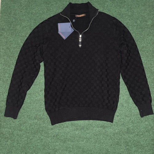 Louis Vuitton Cashmere-Wool Blend Half-Zip Pullover New with Tags, Size M, Black