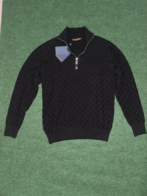 Louis Vuitton Cashmere-Wool Blend Half-Zip Pullover New with Tags, Size M, Black