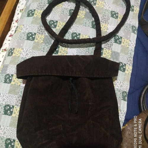 Velvet shoulder bag Katerina Karoussos like new, brown