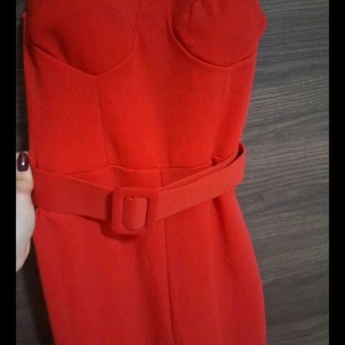 One-piece jumpsuit like new, red with belt, size L