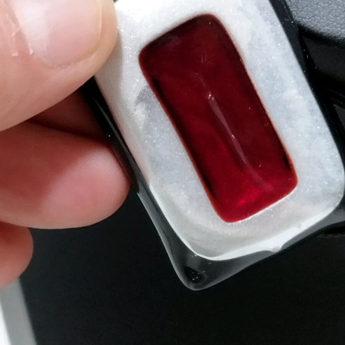 Murano Glass Clepsydra Necklace like new, red pendant with aventurine