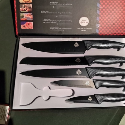 Queen Kitchen Knife Set 5 Pieces new with Non-Stick Coating