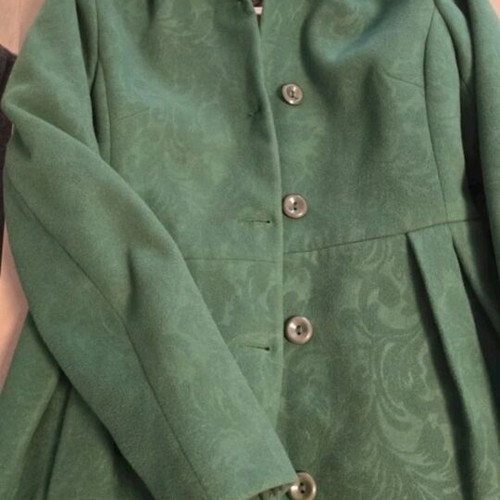Green coat with embossed pattern like new, size 40