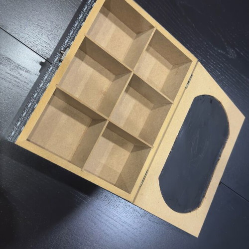 Wooden tea storage box used with 6 compartments