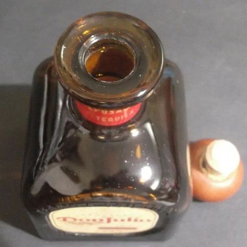 Don Julio Reposado Amber empty tequila bottle 750 ml glass with Greek text used