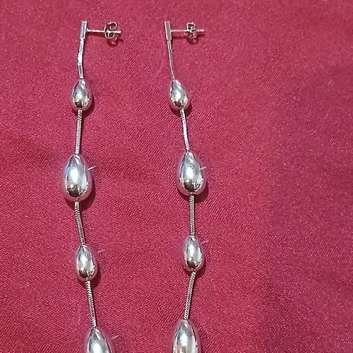 Silver long earrings 10cm new
