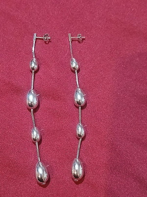 Silver long earrings 10cm new