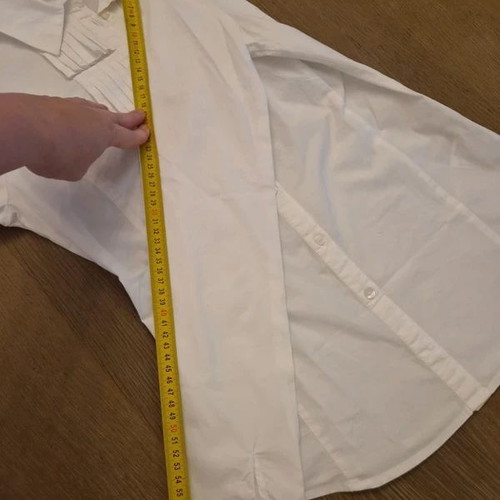 Armani Jeans White Blouse with Pleated Details, Like New, Size 10
