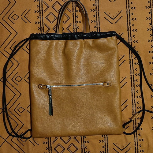 Backpack leather pouch like new, tan, backpack style