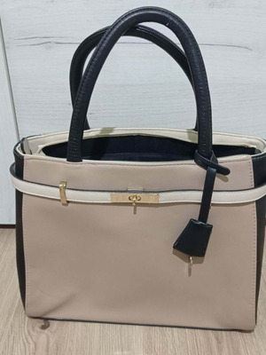 Dorothy Perkins handbag used, beige and black