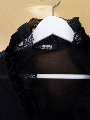 Morgan women's bolero like new, black, lace frill and velvet collar