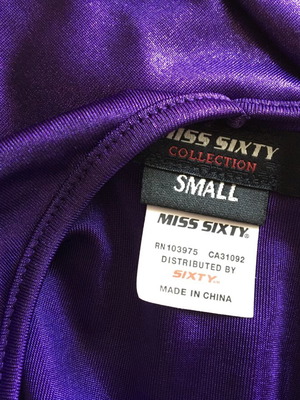Miss Sixty purple elastic dress like new with yellow green lightning