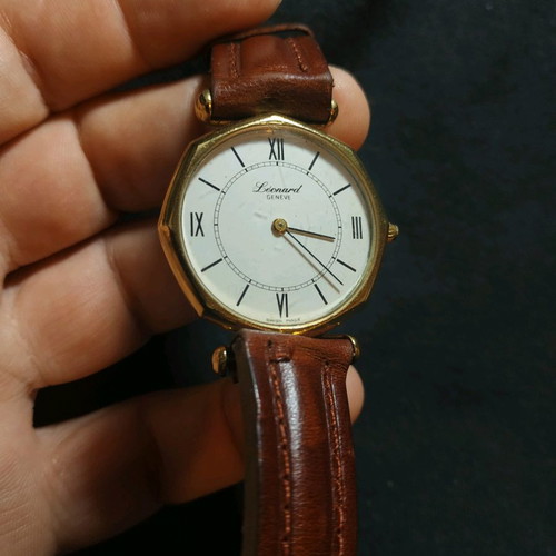 Leonard men's wristwatch used, manual wind, slim profile