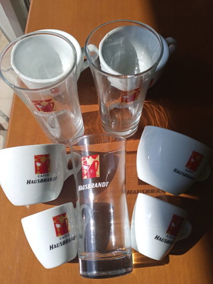 Hausbrandt Caffe Trieste set of 9 porcelain and glass cups used