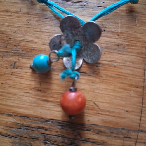 Anklet with 925 silver elements used, turquoise thread and decorative beads