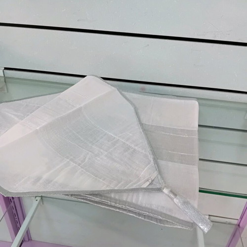 Runner white-silver new polyester with fringes 40x1.40