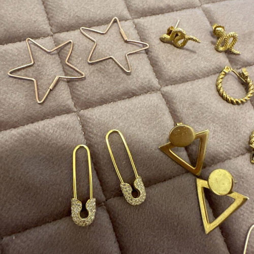 Earrings used, pack of 10 pairs silver and steel in gold, silver, or rose