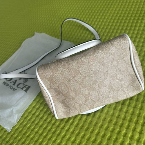 Coach Mini Rowan Crossbody bag, beige and white