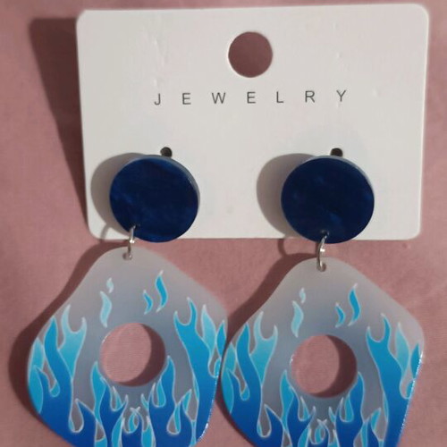 Plastic earrings new, blue, summer style