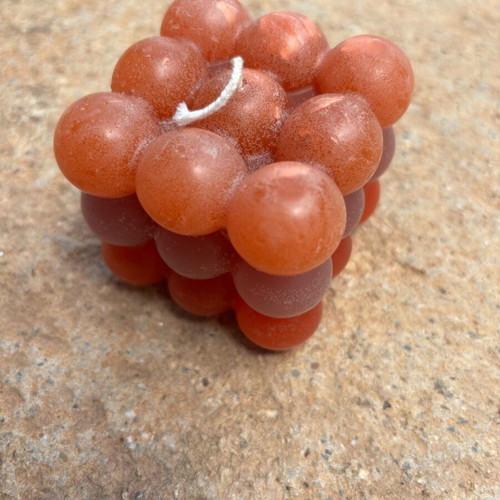 Bubble Cube Candle new, peach glitter shimmer