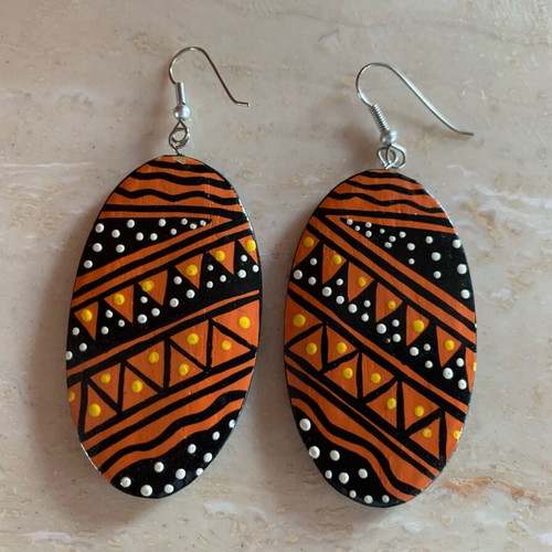Vintage wooden earrings handmade, new, ethnic tribal designs
