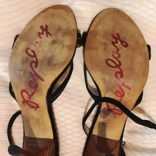 Replay sandals like new with stiletto heel and wood effect