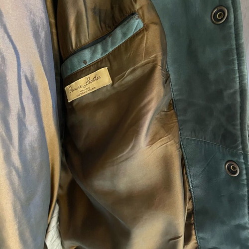 Men's unisex leather jacket Scotch Soda used, cypress color, size M
