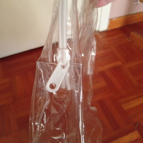 Large transparent toiletry bag with zipper, like new, 45x30 cm
