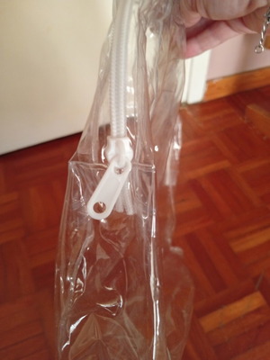 Large transparent toiletry bag with zipper, like new, 45x30 cm