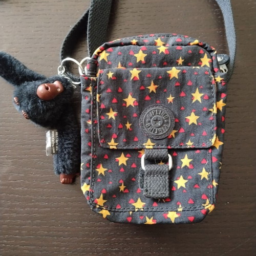 Kipling shoulder bag like new, black with stars, 16x12cm