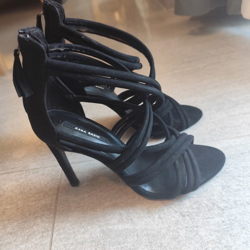 Zara basic black high heel sandals size 37