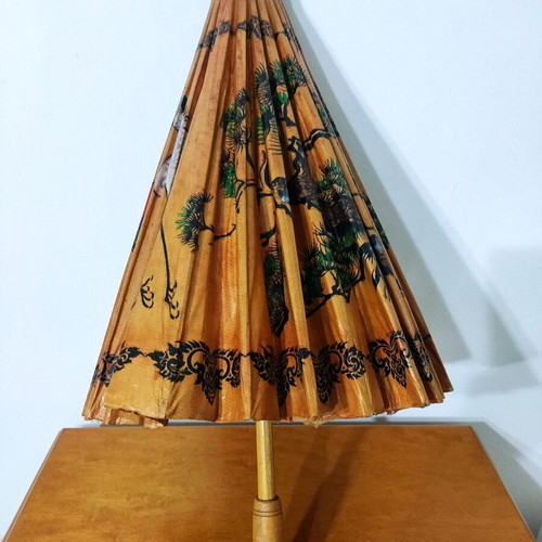 Chinese handmade umbrella used, made of rice paper and bamboo