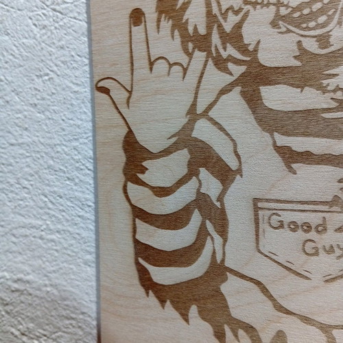 Chucky Rock or Die engraving on marine plywood new
