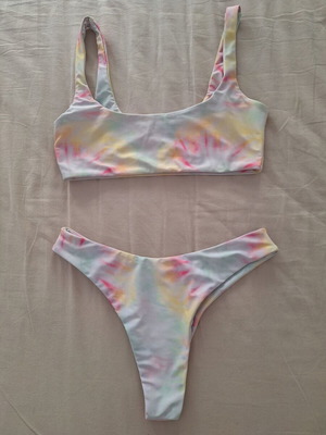 Zaful women's bikini in rainbow colors, size S
