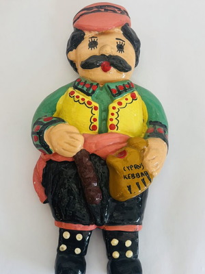 Cypriot Handmade Doll Cypriot Souvlaki 24x13cm used