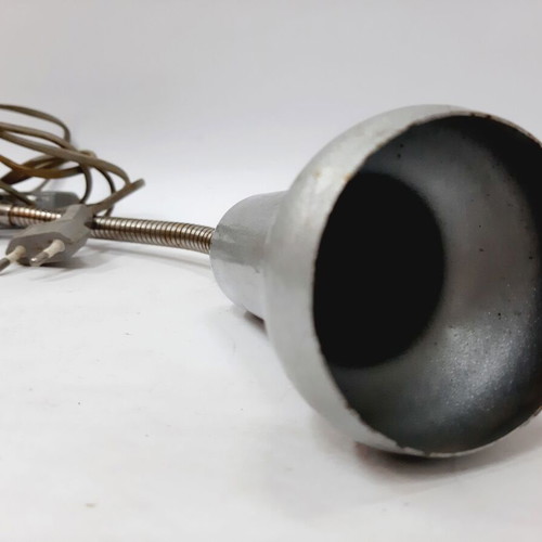 Vintage industrial metal lamp with spot used, white, flexible arm, E27