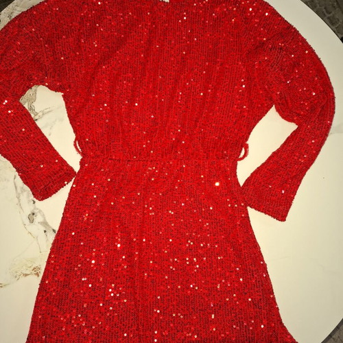 Extan Bebe Red Dress with Sequins like new, size 9-10 years