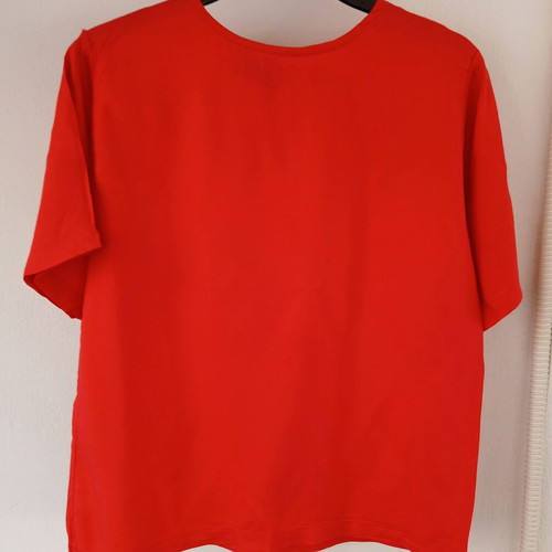Short-sleeve red rayon top large new