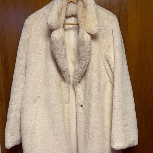 Faux fur coat jacket like new, ecru, size S