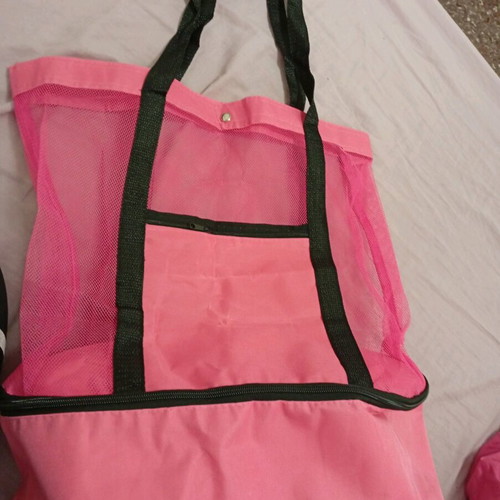 Shoulder beach bag like new with cooler pink