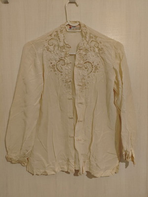 Vintage 100% linen shirt used, white beige, size S