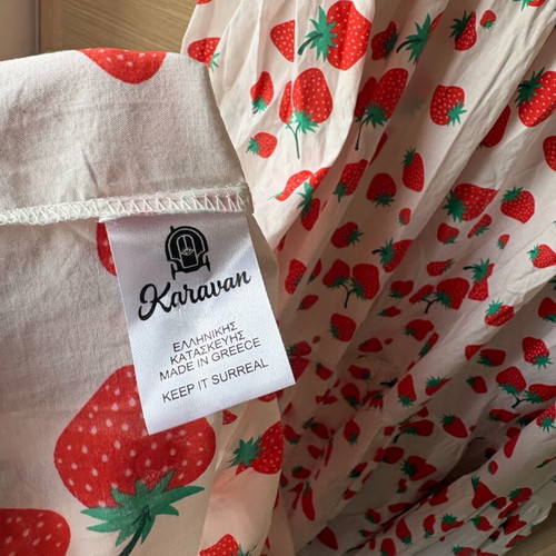 Karavan dress like new with belt, white and red