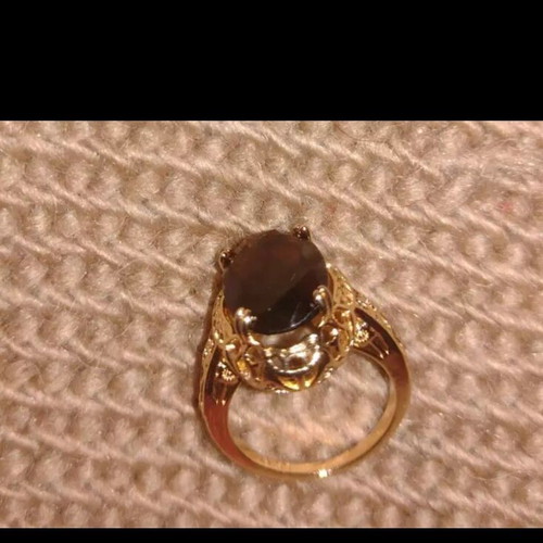 Isaura ring new with yellow gold plating and smoky quartz stone