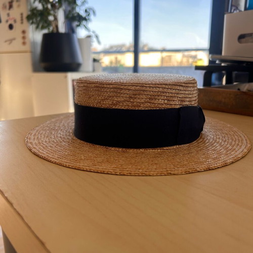 Borsalino Straw Boater Hat New, Handmade Italy Riviera Style